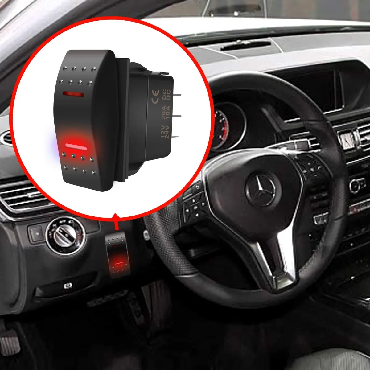 KEING Red LED Momentary Rocker Switch (ON)/Off/(ON) - 12V 20A / 24V 10A - 7-Pin DPDT Waterproof Toggle for Automotive, Marine, RVs - view 8