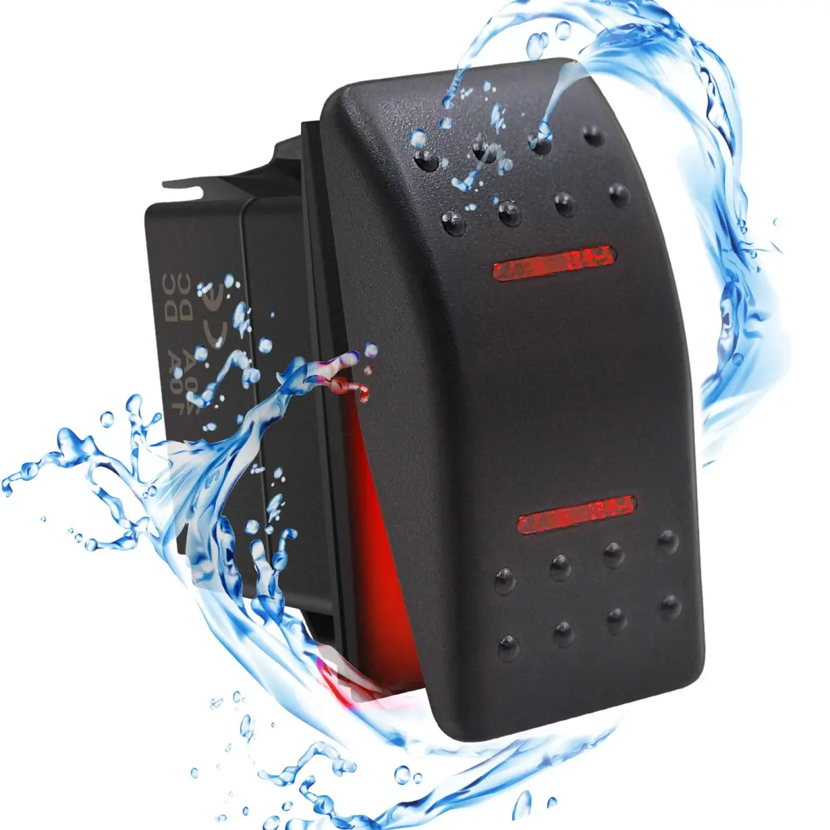 KEING Red LED Momentary Rocker Switch (ON)/Off/(ON) - 12V 20A / 24V 10A - 7-Pin DPDT Waterproof Toggle for Automotive, Marine, RVs - view 2