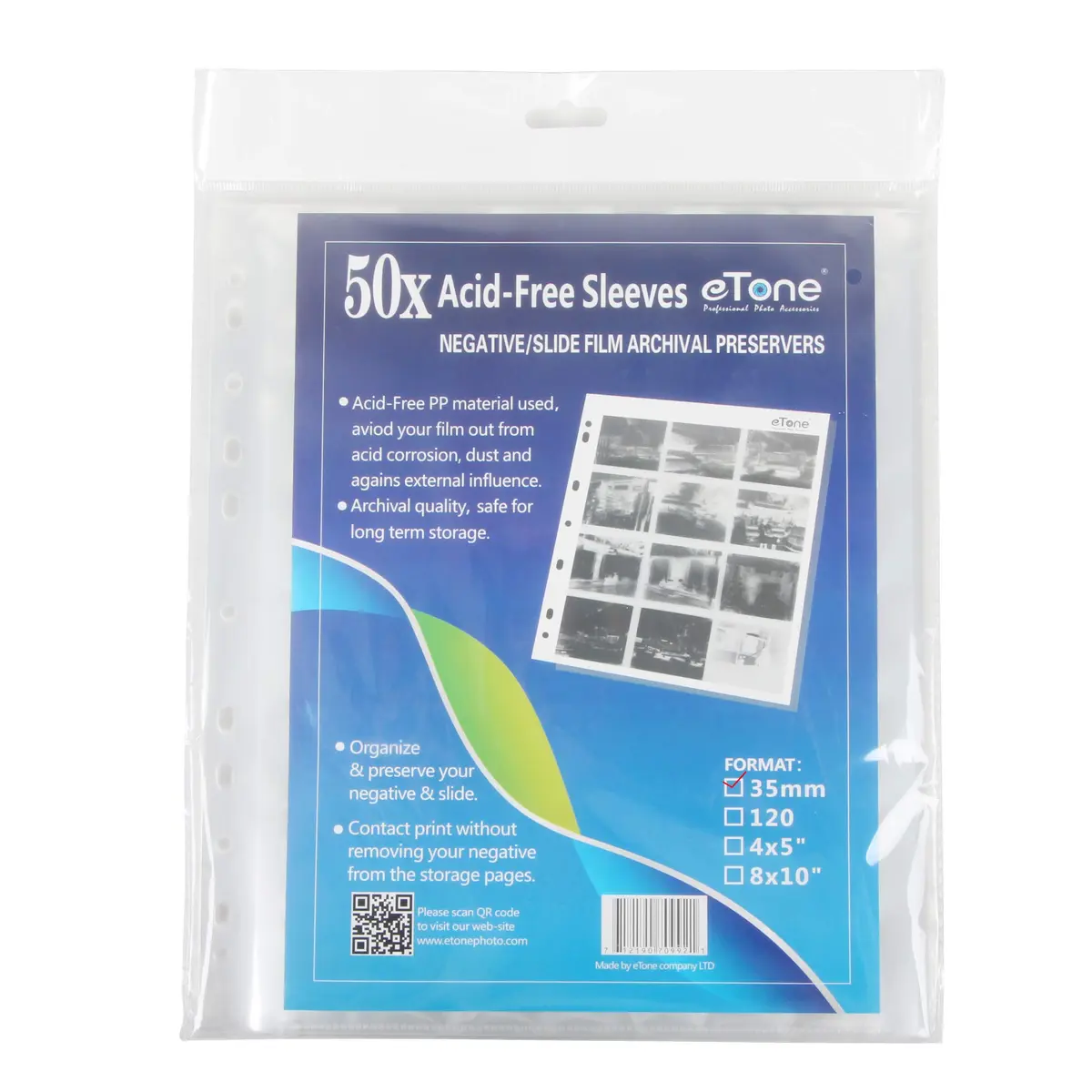 eTone Archival Storage Sheets 100x135mm (100 Pages) | Protects 35mm Film Negatives - view 6