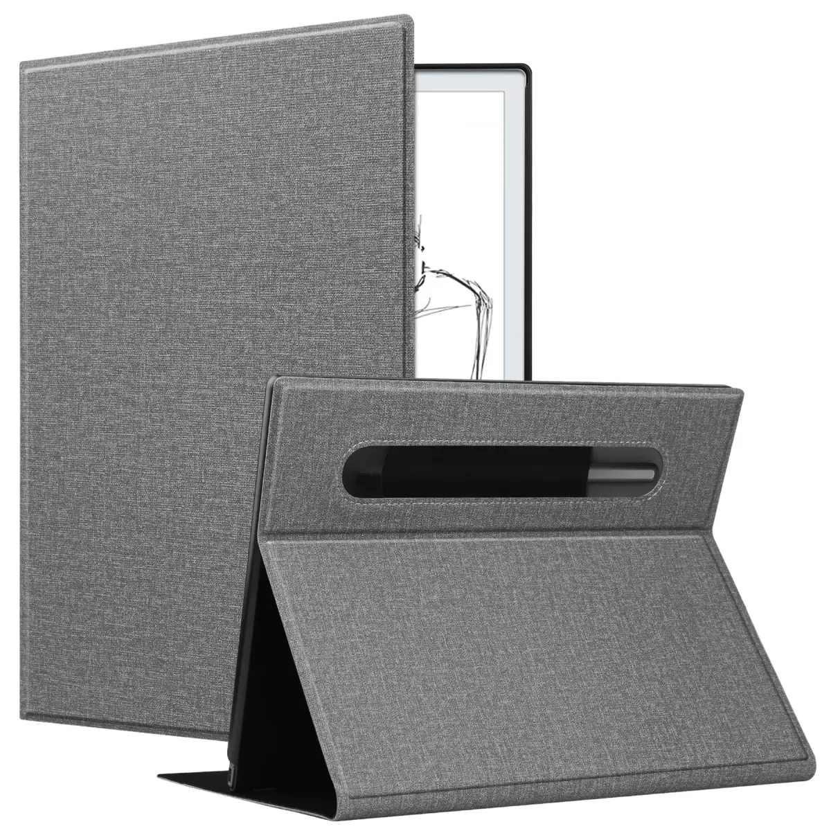 KuRoKo Case for Remarkable 2 Tablet, Slim Hard Back Shell with Pen Holder & Stand, Light Gray (10.3" Screen) - main product image
