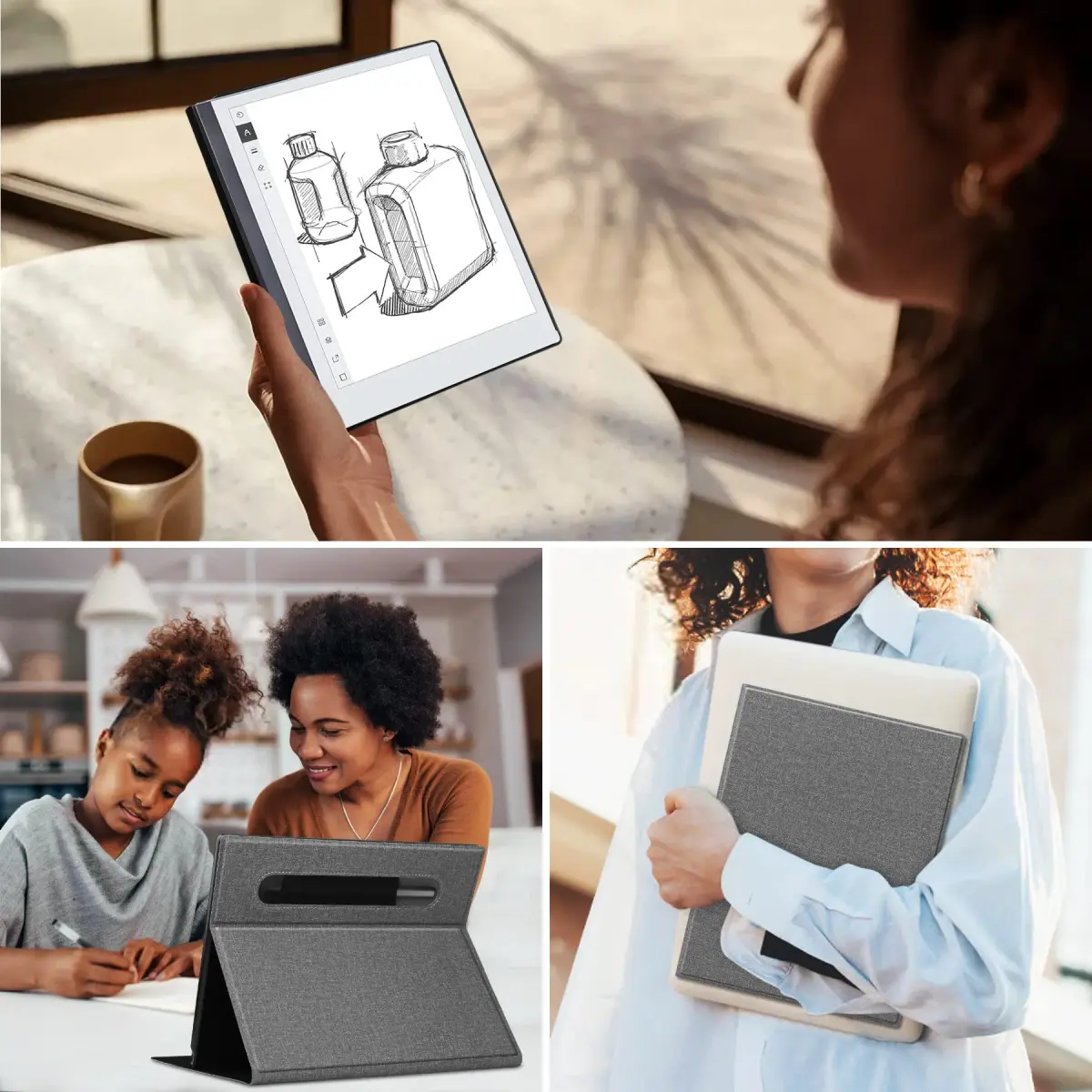 KuRoKo Case for Remarkable 2 Tablet, Slim Hard Back Shell with Pen Holder & Stand, Light Gray (10.3" Screen) - view 6