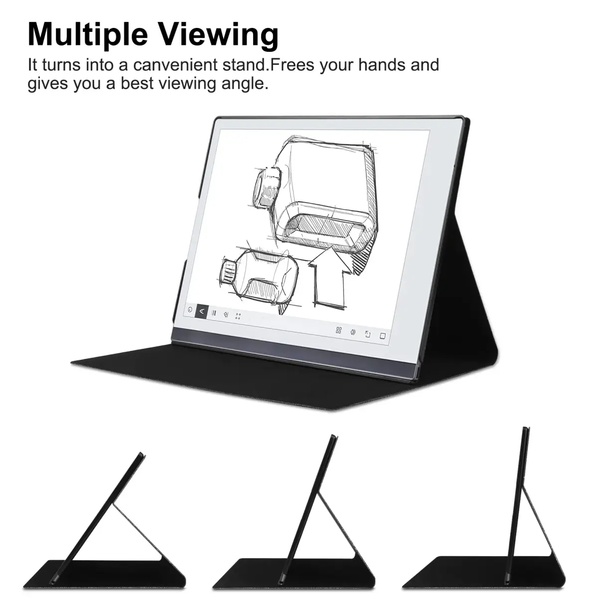 KuRoKo Case for Remarkable 2 Tablet, Slim Hard Back Shell with Pen Holder & Stand, Light Gray (10.3" Screen) - view 3