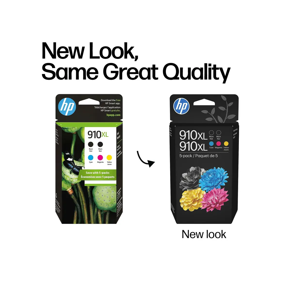 HP Original 910XL Black, Cyan, Magenta, Yellow High-Yield Ink Cartridges (5-Pack) | Fade-Resistant Documents & Brilliant Images - view 3