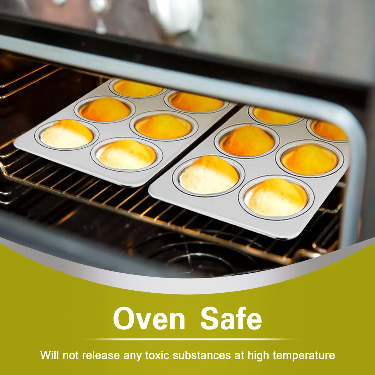 P&P CHEF 6-Cup Muffin Pan Tin, Stainless Steel Cupcake Pan, 4Pcs | Heavy Duty & Dishwasher Safe - view 6