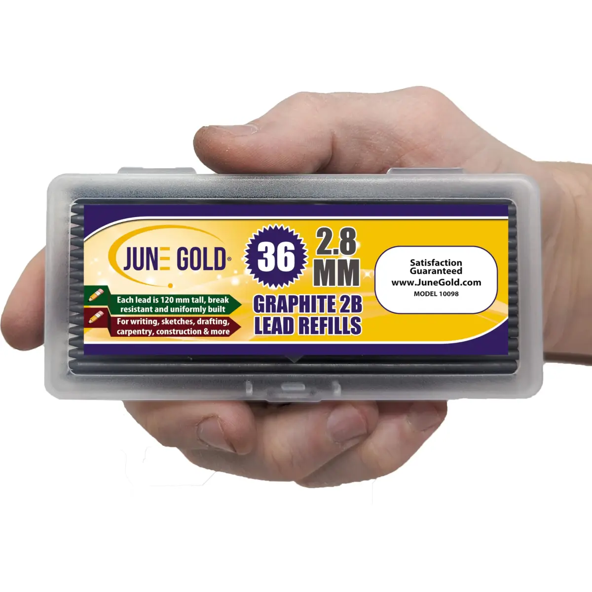 June Gold 2.8 mm 2B Graphite Lead Refills, 120 mm Length, 36 Count | Smooth Writing & Break Resistance - view 2
