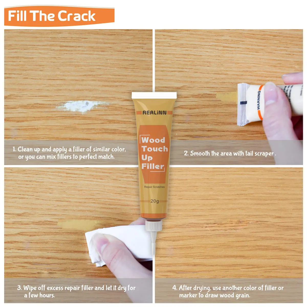 REALINN Wood Furniture Repair Kit- Set of 28 - Touch Up Markers | Fillers with Wood Putty for Scratch & Crack Repair - view 4