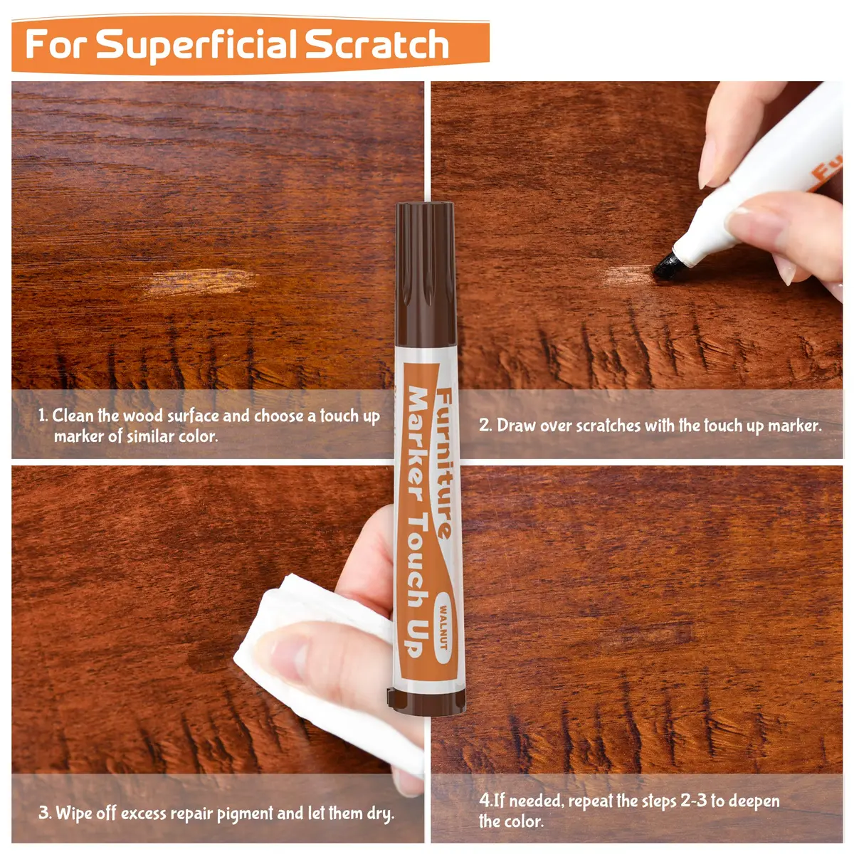 REALINN Wood Furniture Repair Kit- Set of 28 - Touch Up Markers | Fillers with Wood Putty for Scratch & Crack Repair - view 3