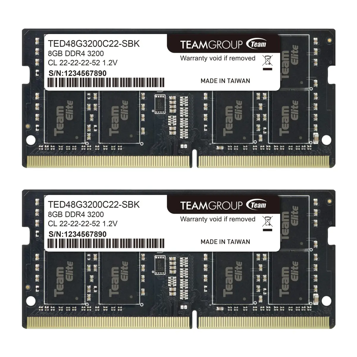 TEAMGROUP Elite DDR4 RAM 16GB (2x8GB) 3200MHz PC4-25600 CL22 SODIMM - main product image