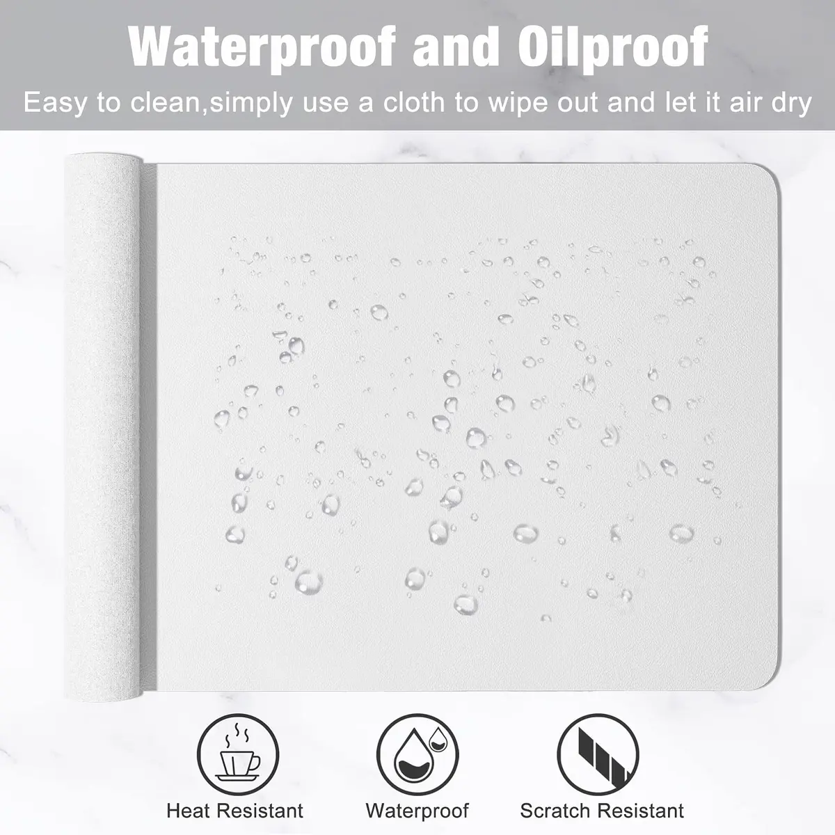 Hsurbtra Desk Pad, 30" x 14" PU Leather Desk Mat | Waterproof, Non-Slip, Large Office Protector - view 5