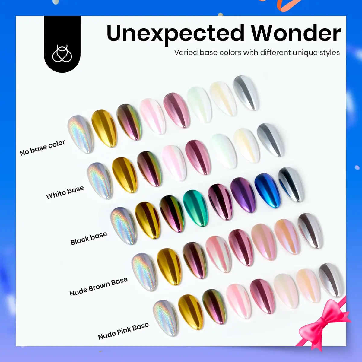 beetles Gel Polish Mirror Effect Holographic Chrome Nail Powder Kit 0.5g-7.5ml | Glitter for Women - view 3