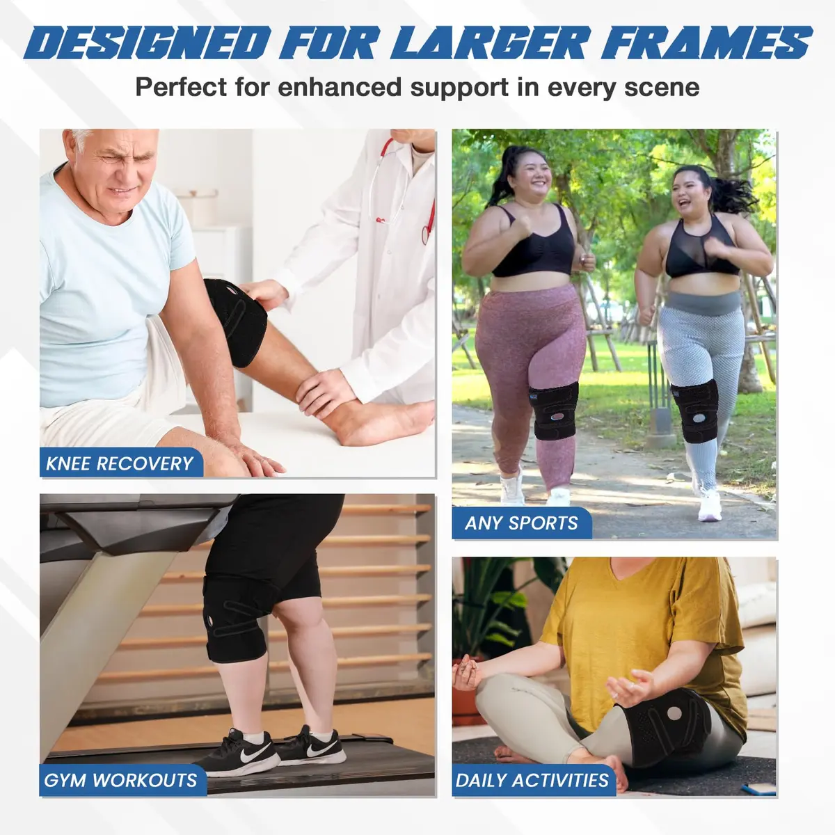 Nvorliy Plus Size Knee Brace for Knee Pain | Adjustable Support with Side Stabilizers for Arthritis & Injury Recovery - view 5