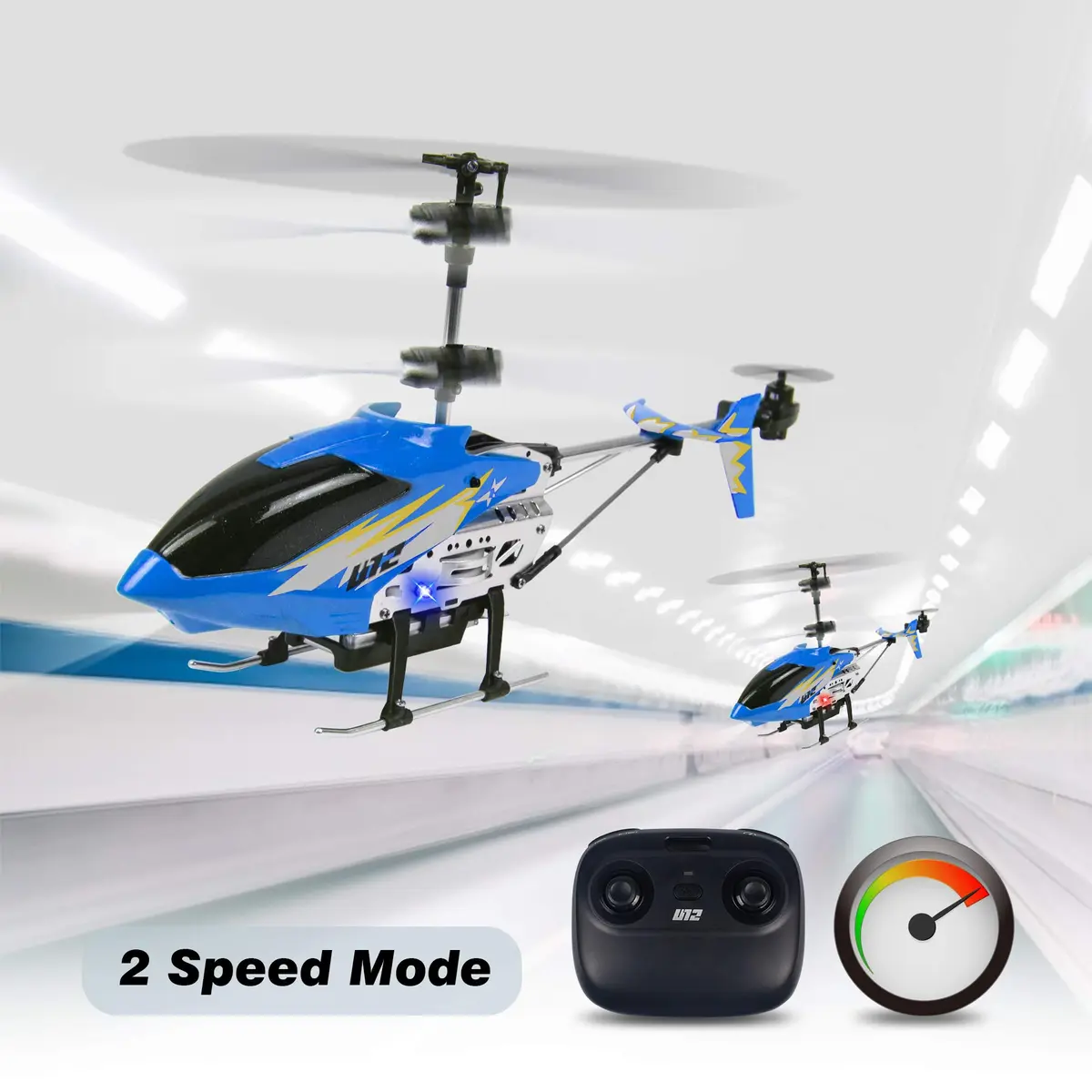 Cheerwing U12 Remote Control Helicopter with Altitude Hold | 2.4GHz, LED, Durable Metal Body (Blue) - view 5