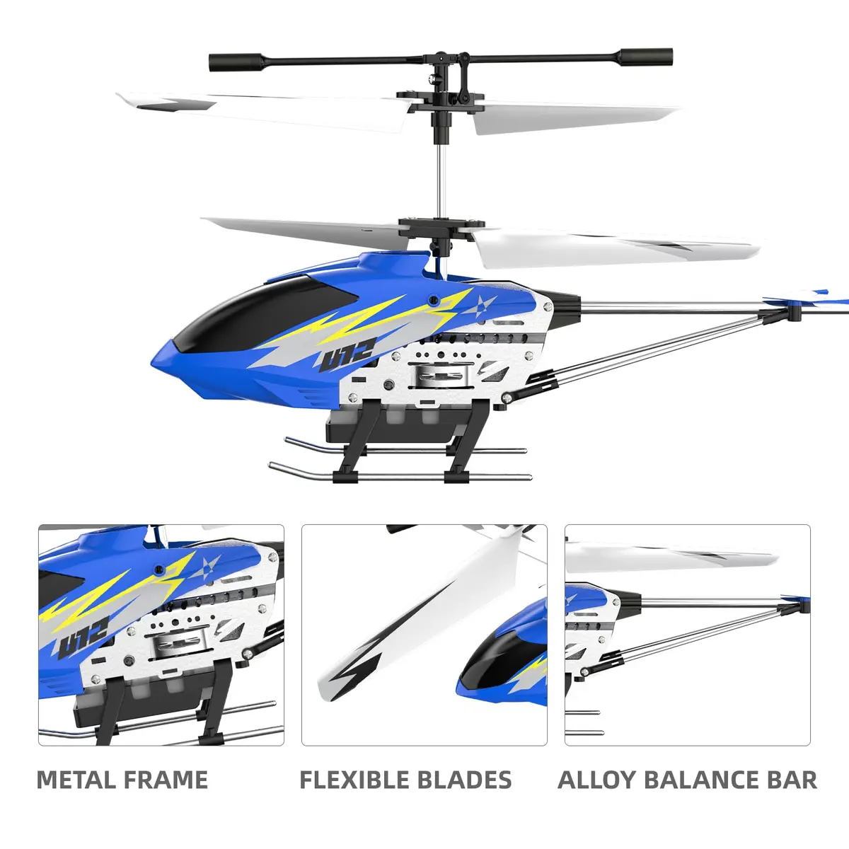 Cheerwing U12 Remote Control Helicopter with Altitude Hold | 2.4GHz, LED, Durable Metal Body (Blue) - view 6