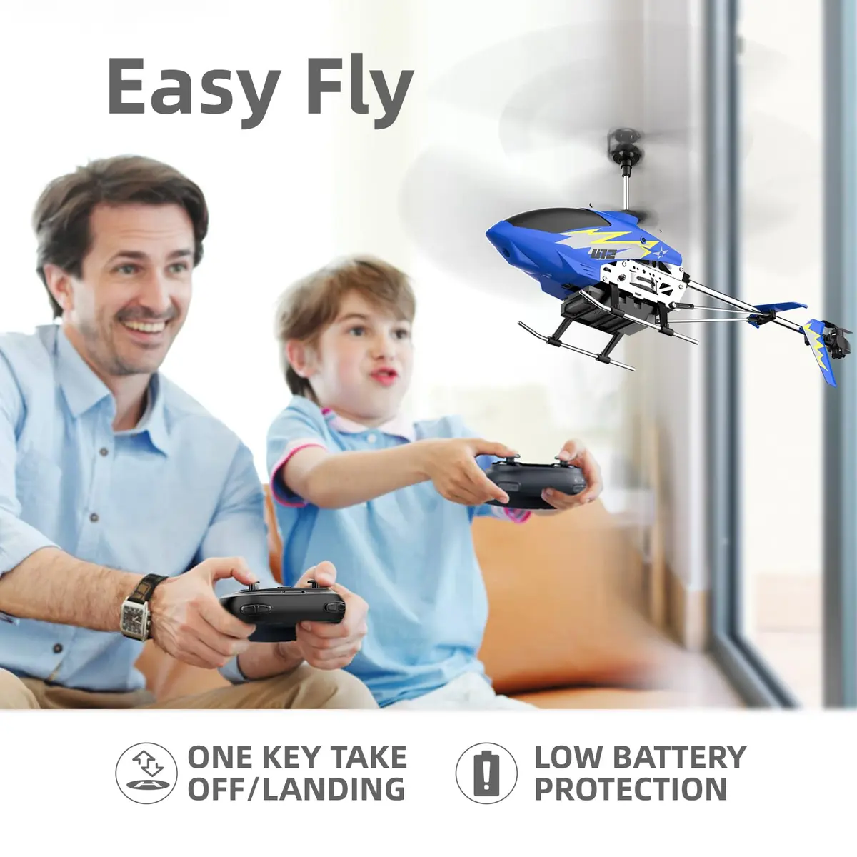 Cheerwing U12 Remote Control Helicopter with Altitude Hold | 2.4GHz, LED, Durable Metal Body (Blue) - view 3