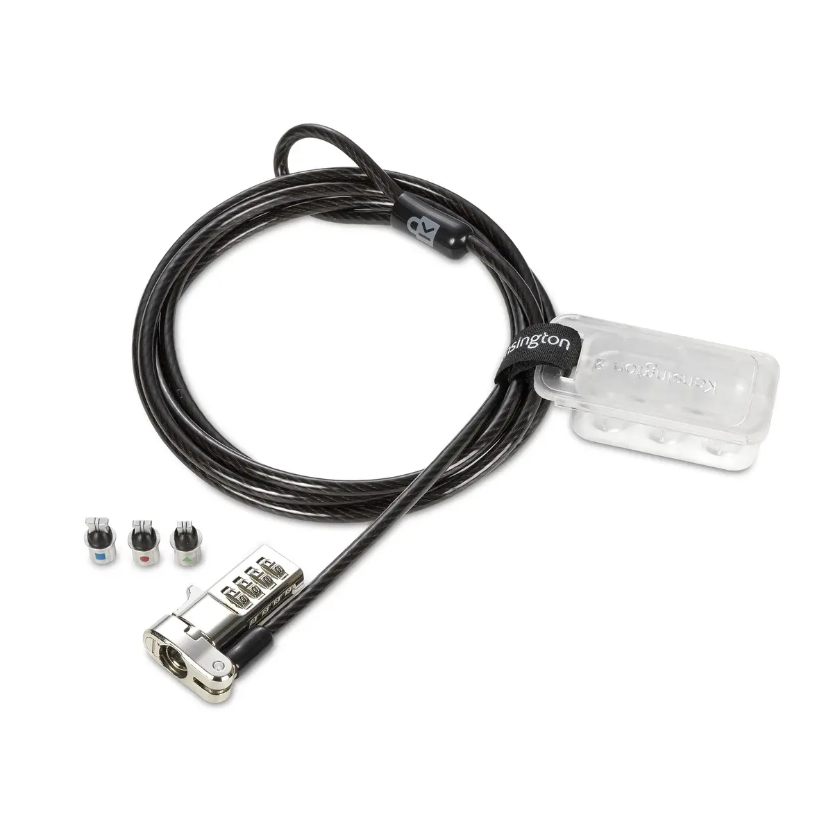 Kensington Universal 3-in-1 Combination Laptop Lock, Black | Resettable 4-Number Dial & Carbon Steel Cable - main product image
