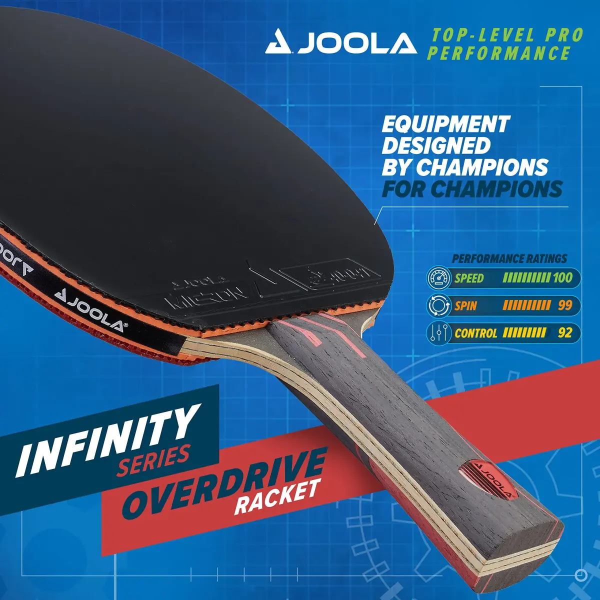 JOOLA Infinity Overdrive Professional Table Tennis Racket | 7-Ply Carbon Kevlar Blade, ITTF Micron 48 Rubber - view 2