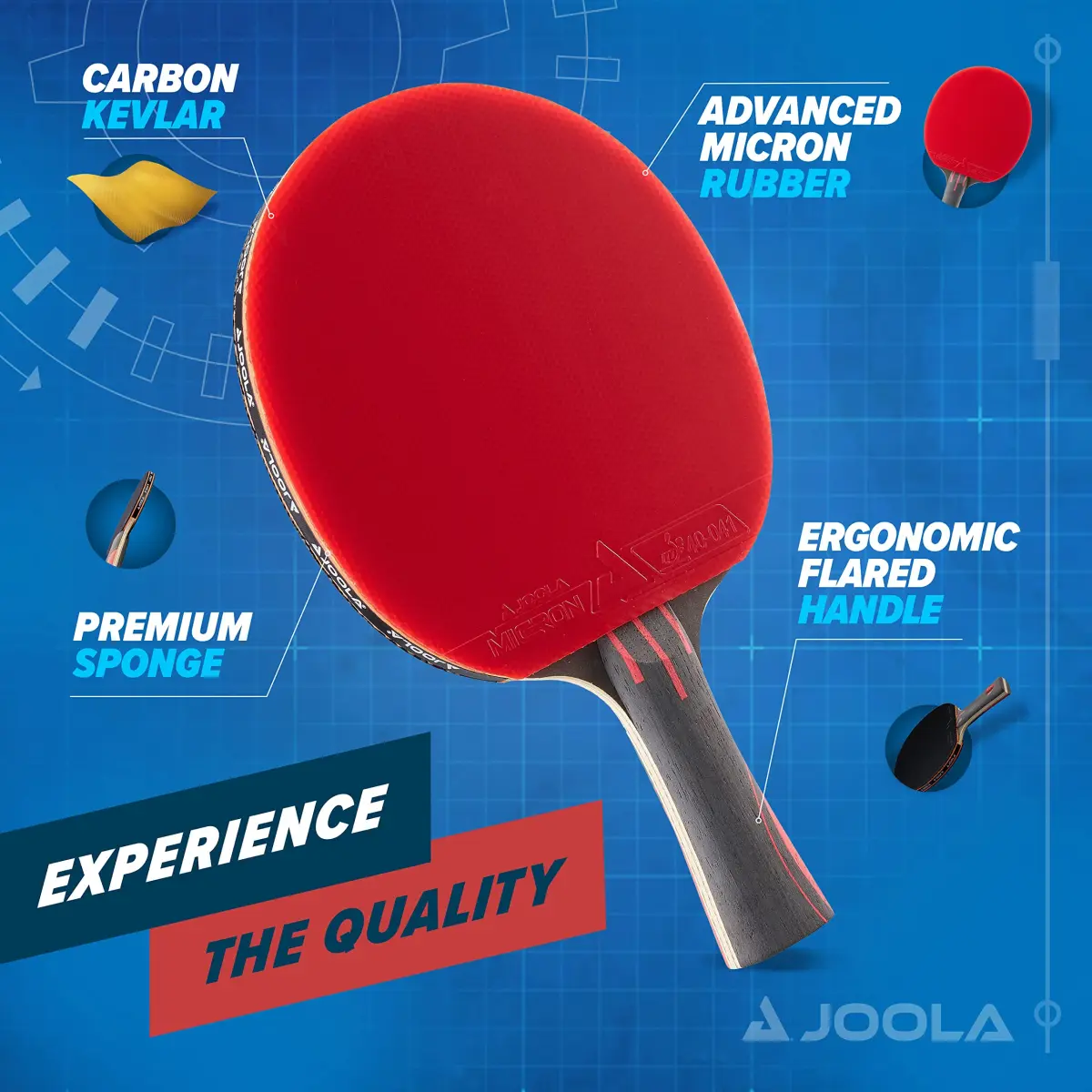 JOOLA Infinity Overdrive Professional Table Tennis Racket | 7-Ply Carbon Kevlar Blade, ITTF Micron 48 Rubber - view 3