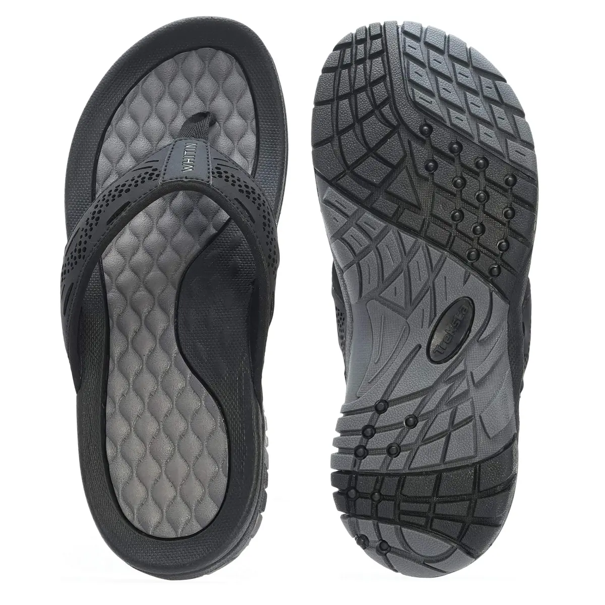 WHITIN Men's Arch Support Flip Flop Sandal Black 10 (3.5cm Heel) | Slip Resistant Outdoor Athletic - view 7