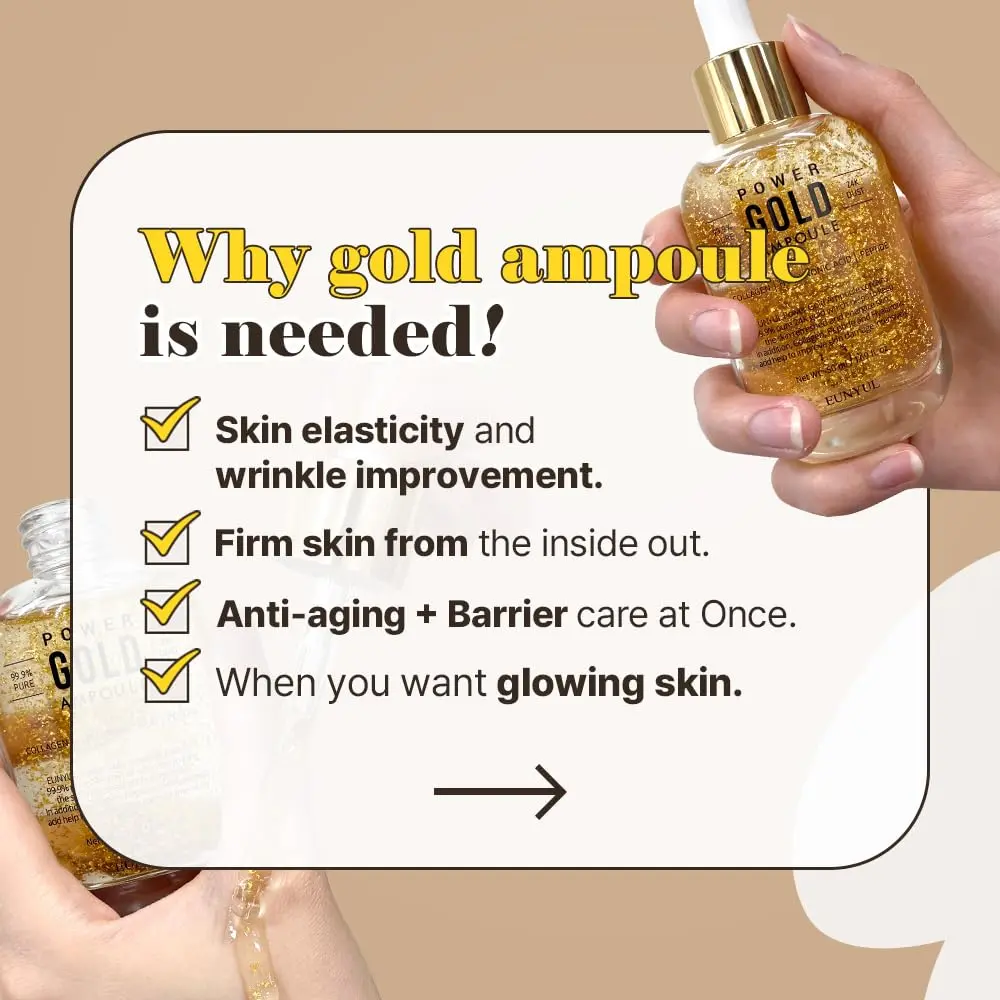 EUNYUL Power Enhancing Gold Ampoule Serum 50ml (1.69 fl. Oz.) | 99.99% Pure 24K Gold for Radiant Skin - view 3