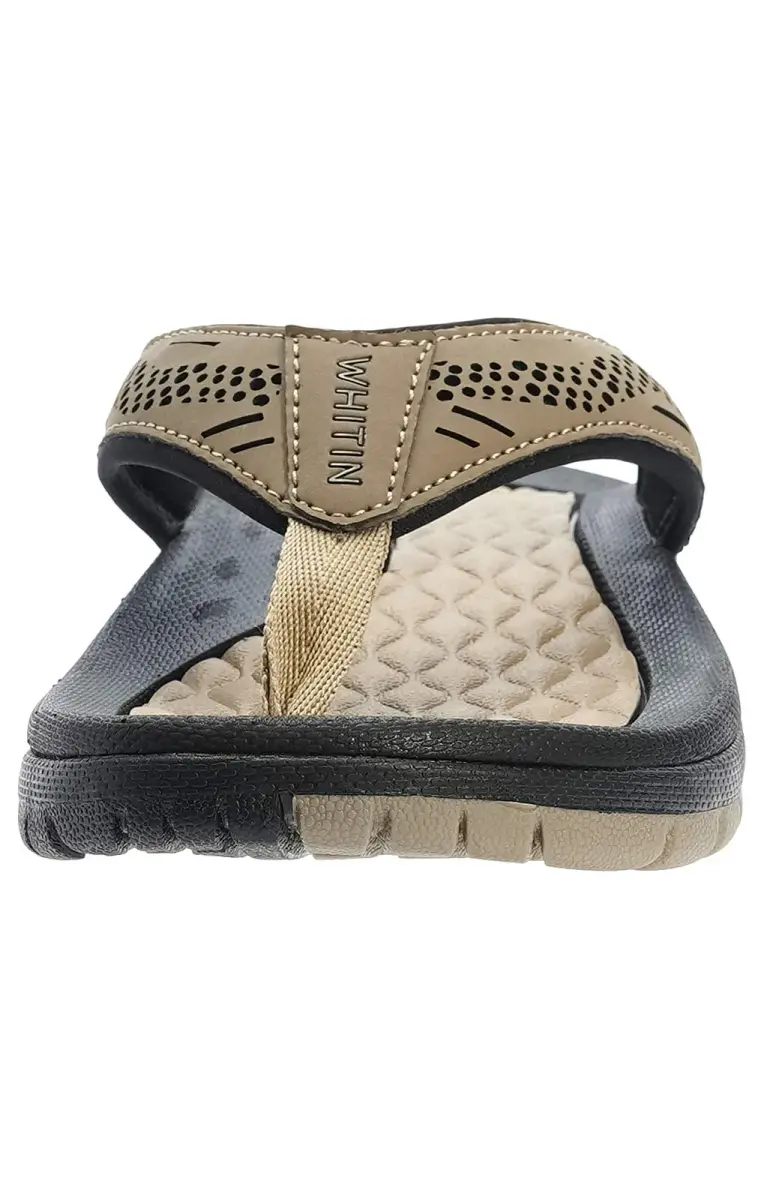 WHITIN Men's Arch Support Flip Flop Sandal Khaki 10 (US Men's) | Modern Contouring with Anatomical Arch Support - view 5