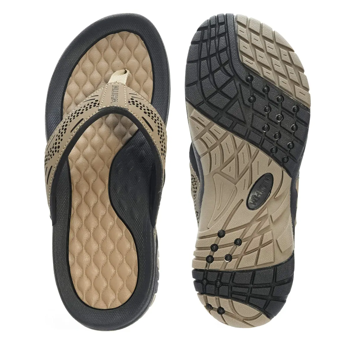 WHITIN Men's Arch Support Flip Flop Sandal Khaki 10 (US Men's) | Modern Contouring with Anatomical Arch Support - view 7