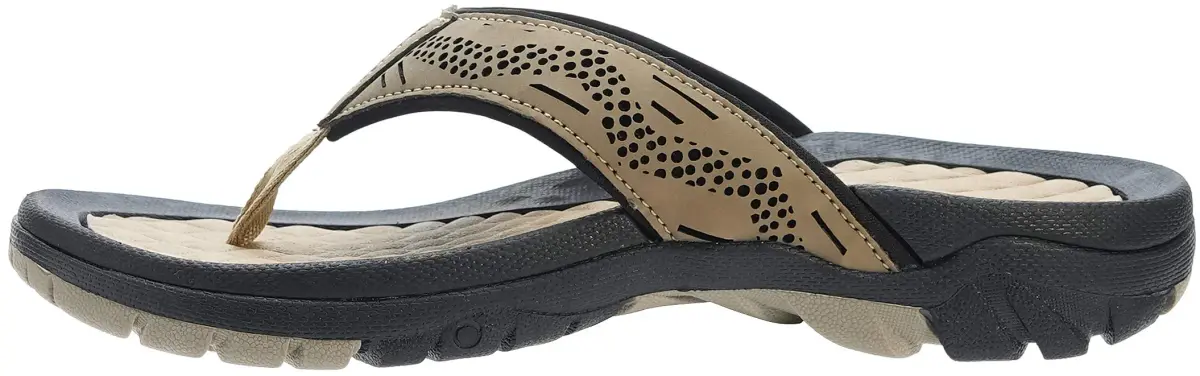 WHITIN Men's Arch Support Flip Flop Sandal Khaki 10 (US Men's) | Modern Contouring with Anatomical Arch Support - view 2