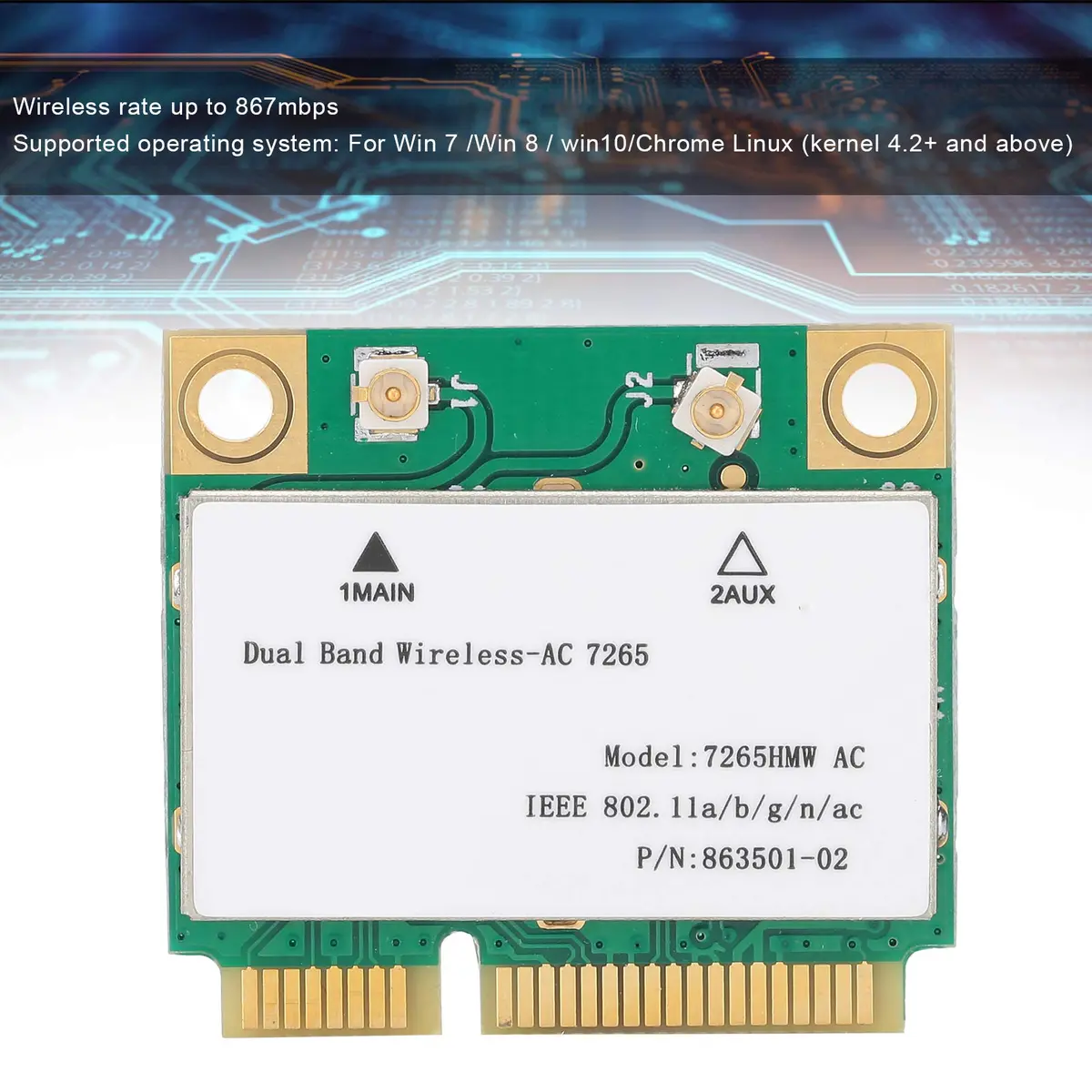 Lazmin112 Mini PCIE WiFi Card 867Mbps | Dual Band 802.11AC Wireless Adapter - view 2