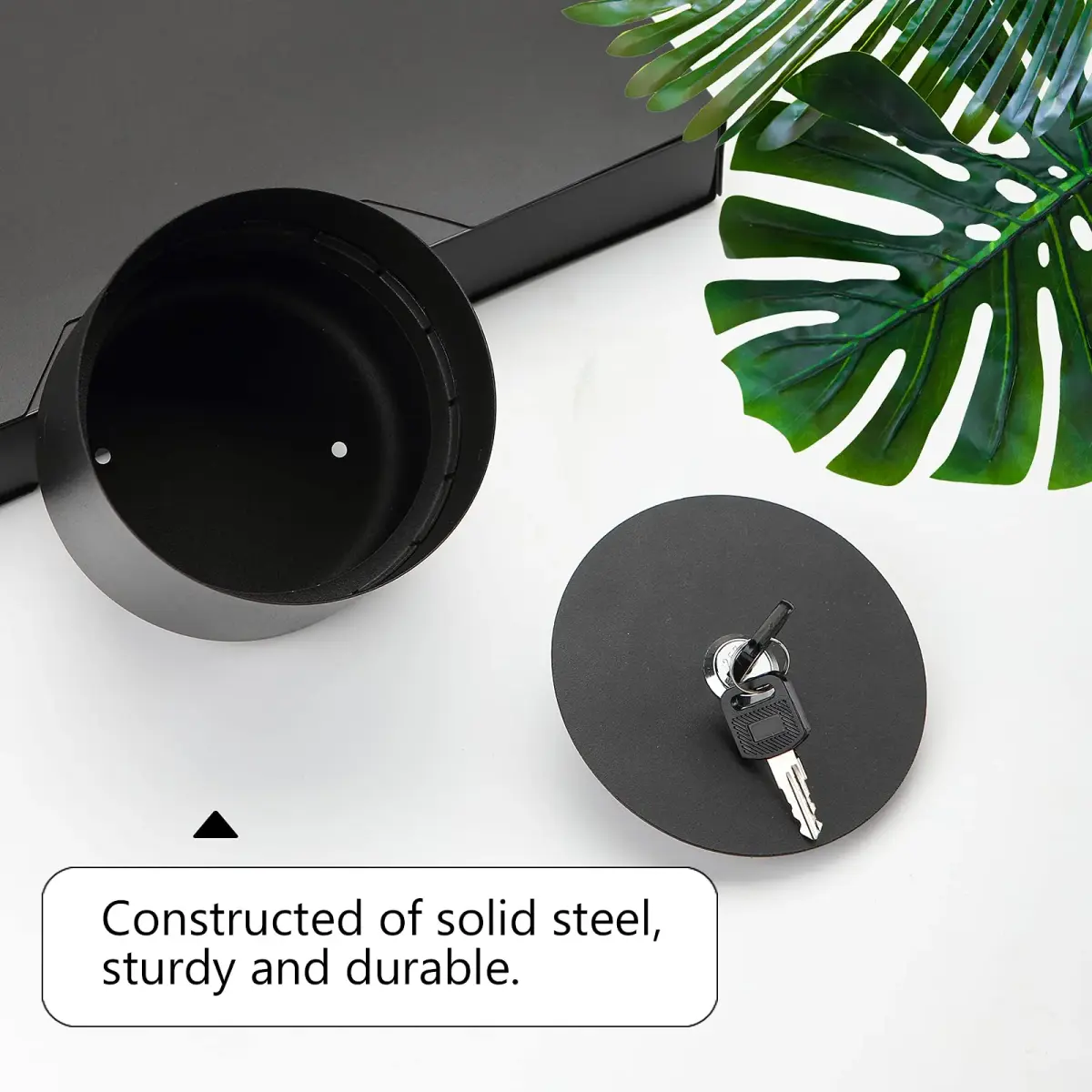 Younion Flower Pot Diversion Safe with Key Lock, Black 12cm (4.8''D x 5.2''H) | Hide Keys, Money, Jewelry - view 5