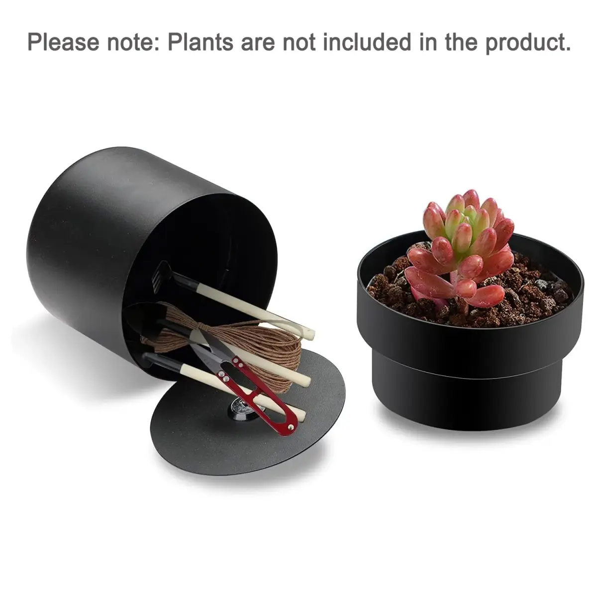 Younion Flower Pot Diversion Safe with Key Lock, Black 12cm (4.8''D x 5.2''H) | Hide Keys, Money, Jewelry - view 2