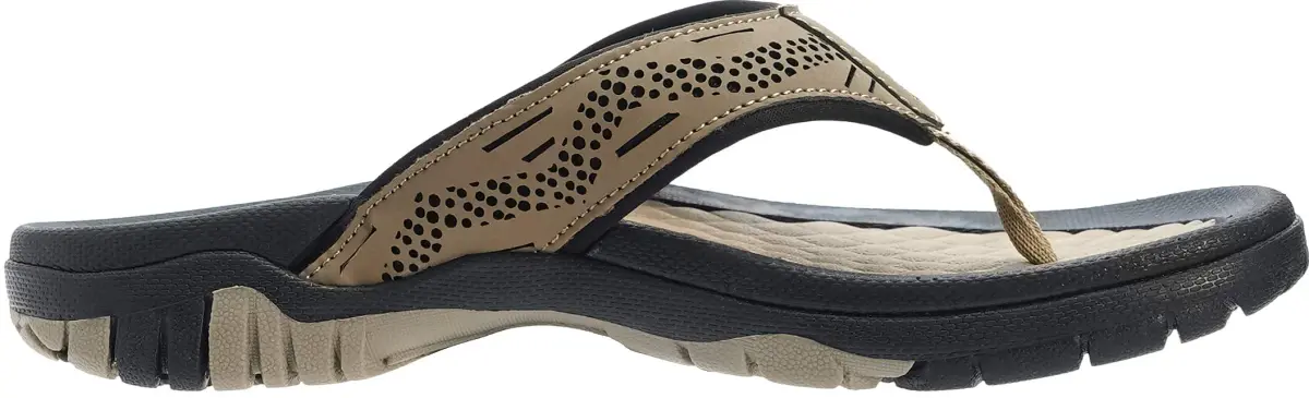 WHITIN Men's Arch Support Flip Flops Waterproof Outdoor Sandals Khaki 8.5 US (27.5 cm) - view 4