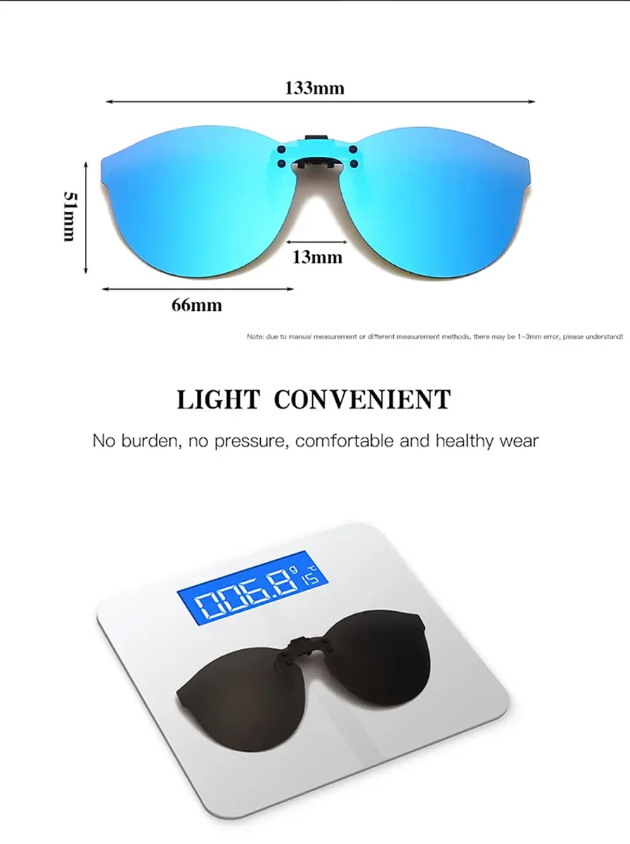 YAMEIZE Cat Eye Clip-on Sunglasses for Prescription Glasses | Polarized UV400 Protection, Blue Film - view 3