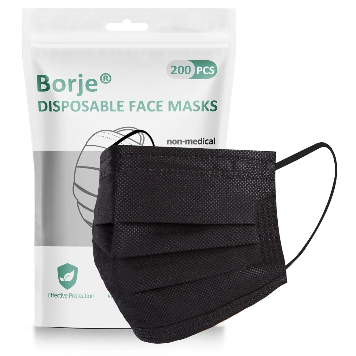 Borje Disposable Face Mask 3 Ply | Breathable Non-Woven Fabric, 200 pcs, Suitable for Adults & Teens - view 2