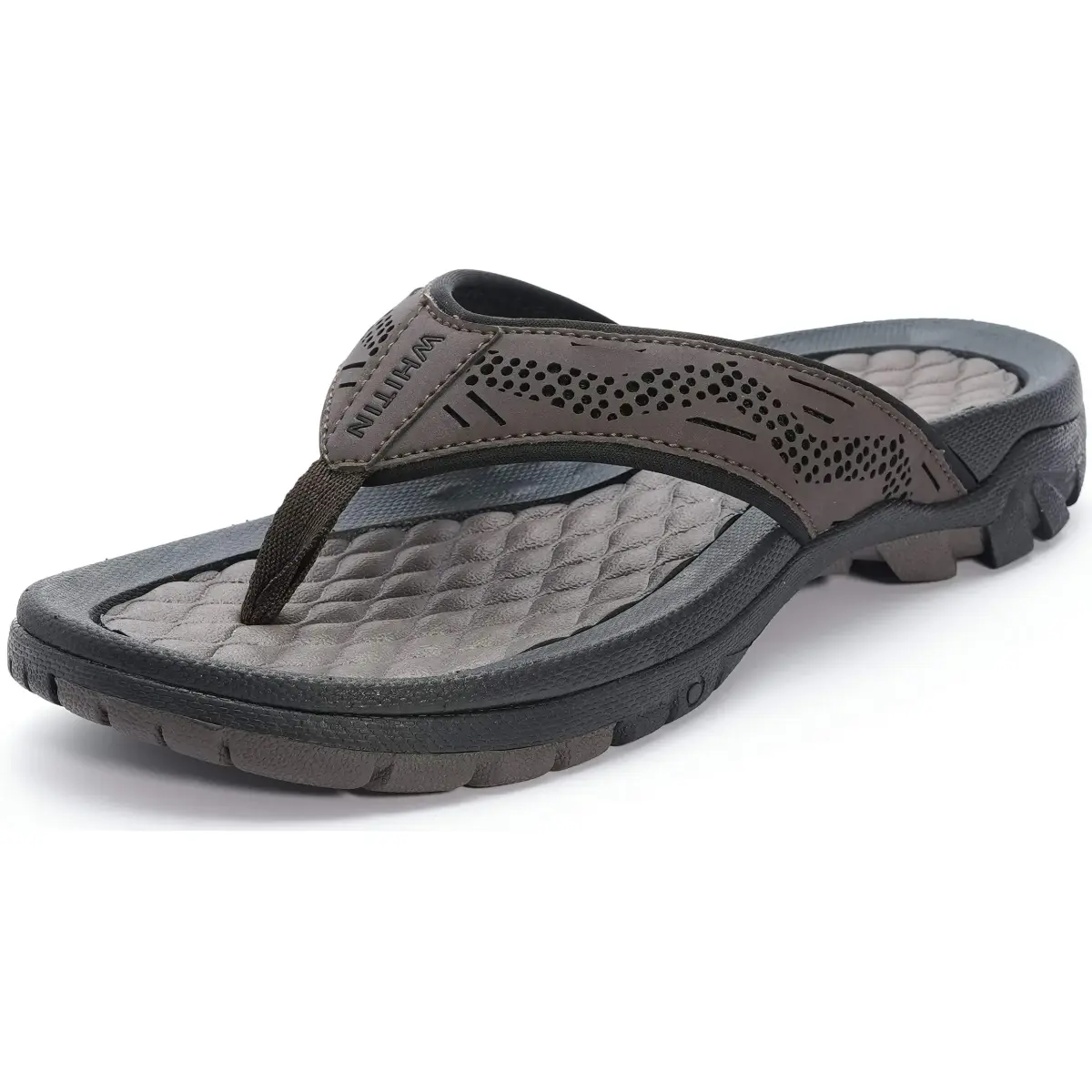 WHITIN Men's Arch Support Flip Flops Slip Resistant Outdoor Sandals Brown 27cm (9 US) - main product image