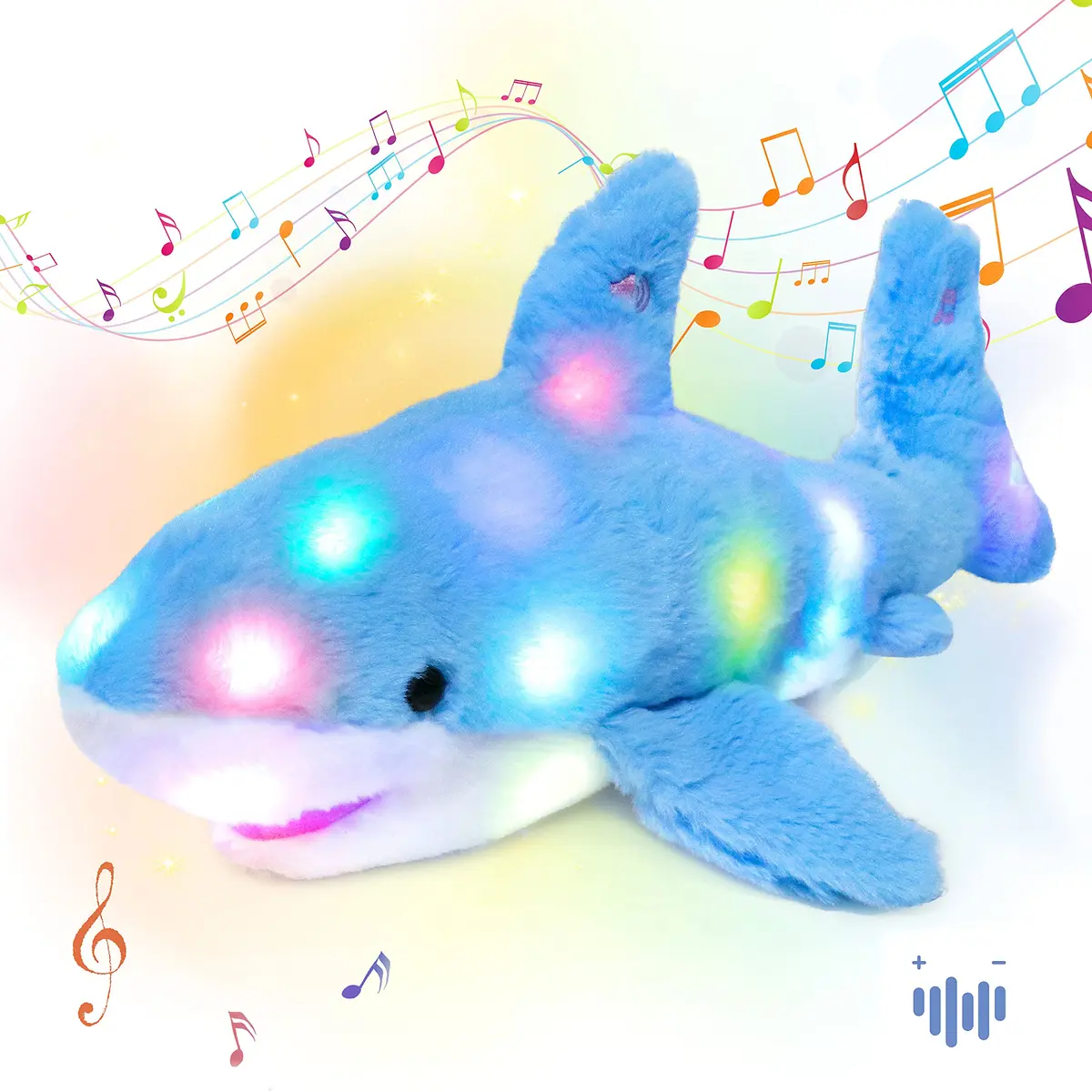 Hopearl LED Musical Stuffed Shark Plush Toy 40.64cm (16'') | Soft Blue Toy with Lullaby & Lights - main product image