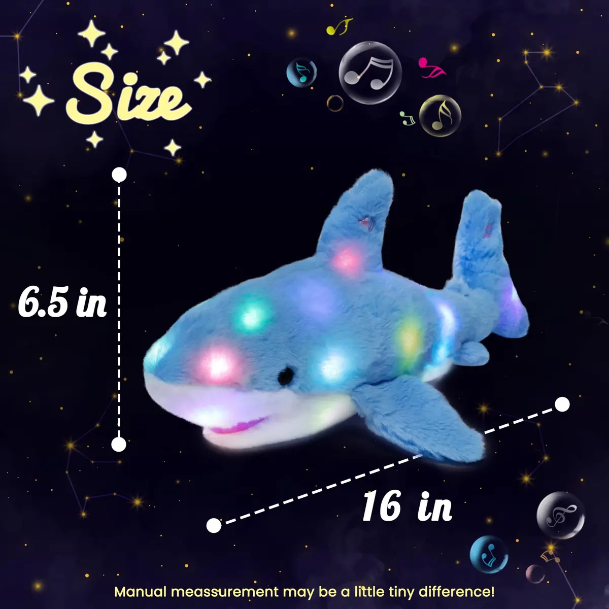 Hopearl LED Musical Stuffed Shark Plush Toy 40.64cm (16'') | Soft Blue Toy with Lullaby & Lights - view 2