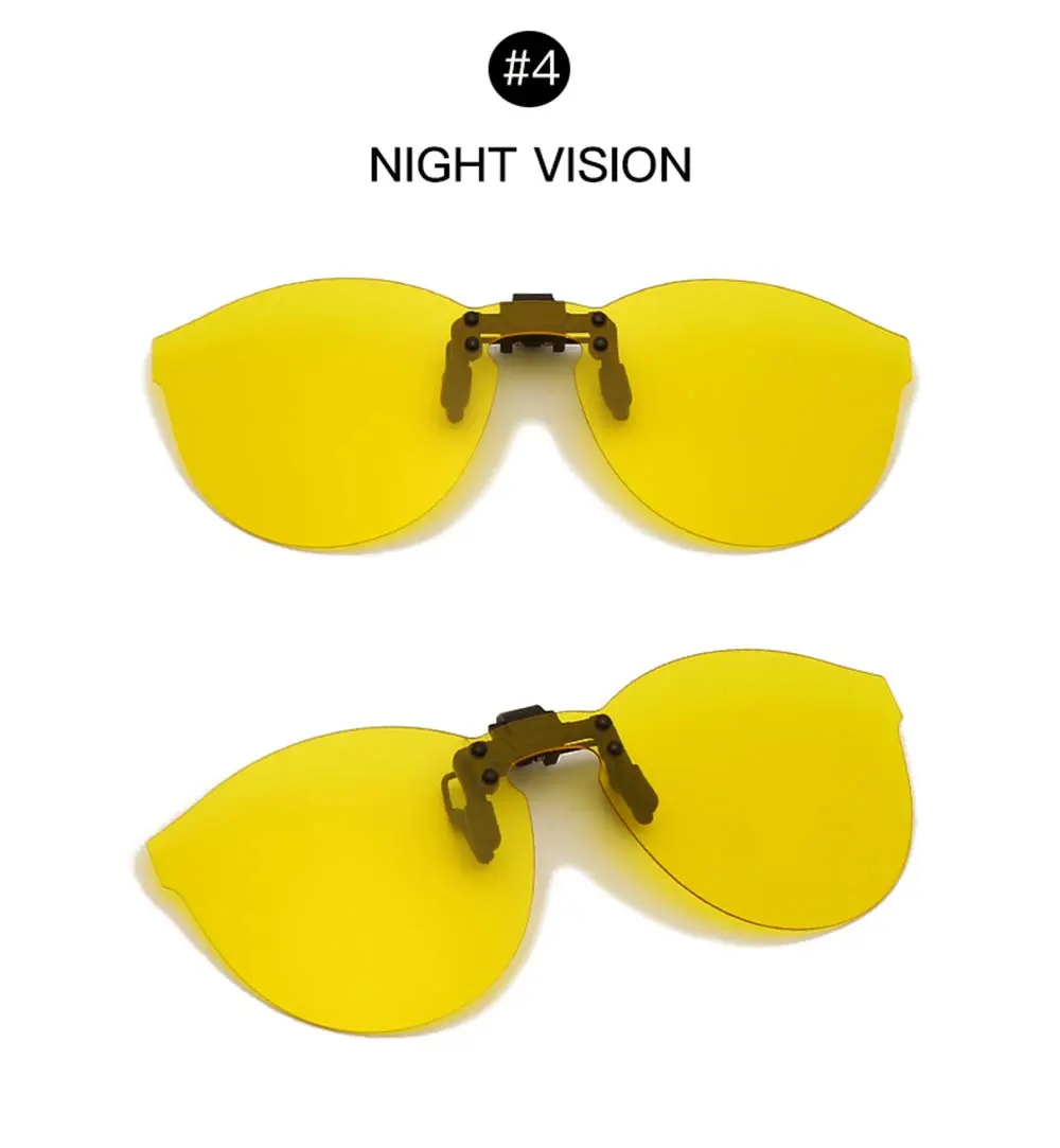 YAMEIZE Polarized Clip-on Sunglasses Night Vision Cat Eye Style 66mm (2.60 inches) | UV400 Protection for Prescription Glasses - view 2