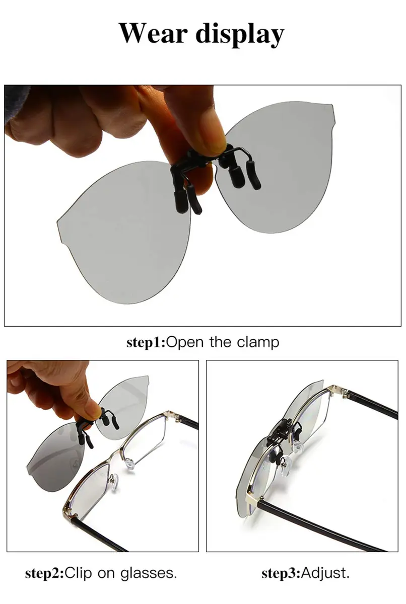 YAMEIZE Polarized Clip-on Sunglasses Night Vision Cat Eye Style 66mm (2.60 inches) | UV400 Protection for Prescription Glasses - view 4