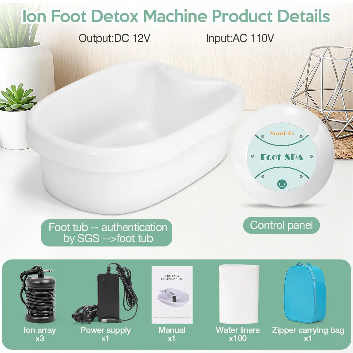 VnioLife Ionic Foot Bath Detox Machine with 3 Ionic Arrays | Home Foot Spa for Detox & Relaxation - view 6