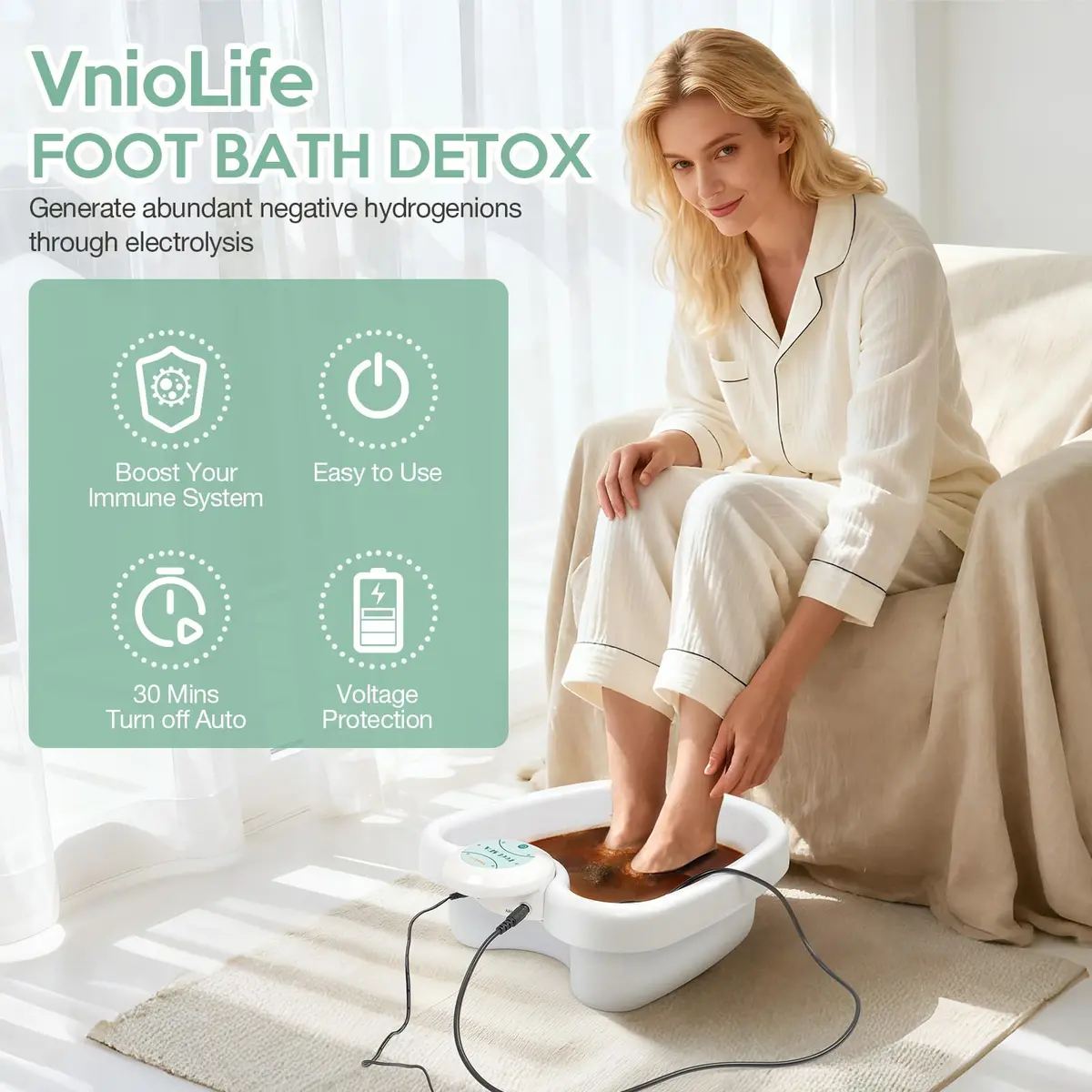 VnioLife Ionic Foot Bath Detox Machine with 3 Ionic Arrays | Home Foot Spa for Detox & Relaxation - view 3