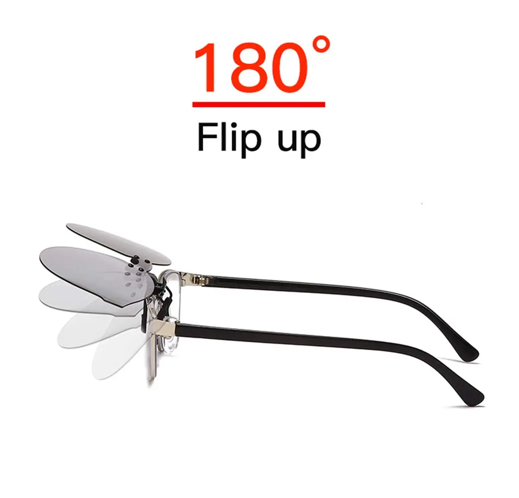 YAMEIZE Polarized Clip-on Sunglasses for Prescription Glasses, Cat Eye Style, Discoloration Lens | UV400 Protection - view 6