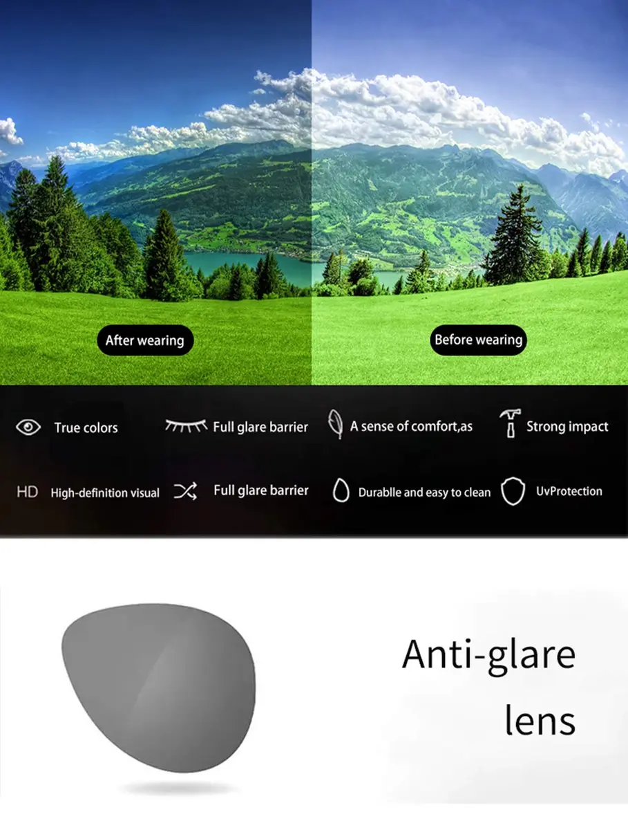 YAMEIZE Polarized Clip-on Sunglasses for Prescription Glasses, Cat Eye Style, Discoloration Lens | UV400 Protection - view 7