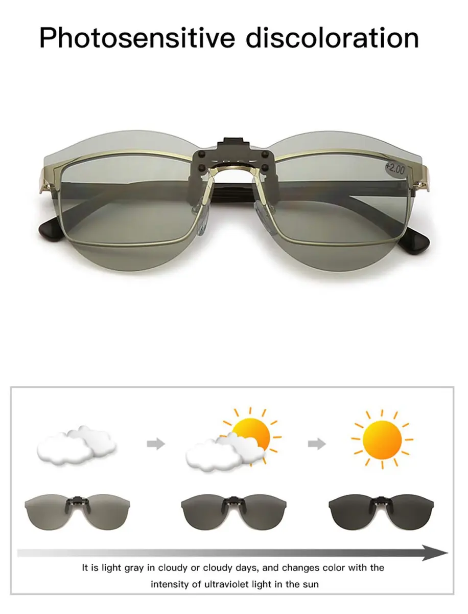 YAMEIZE Polarized Clip-on Sunglasses for Prescription Glasses, Cat Eye Style, Discoloration Lens | UV400 Protection - view 2