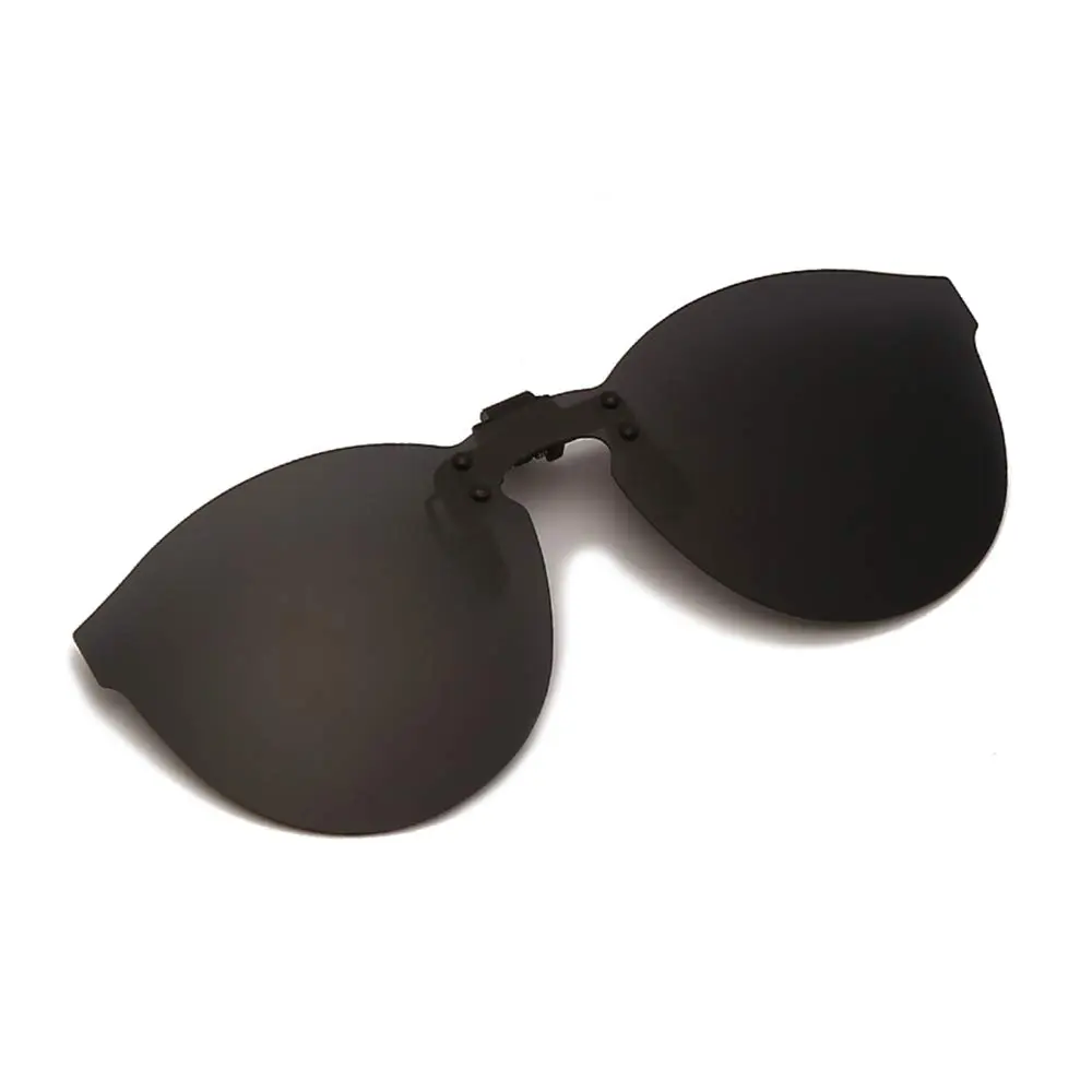 YAMEIZE Cat Eye Clip-on Sunglasses for Prescription Glasses, Grey 66mm Lens Width | Polarized UV400 Protection - main product image