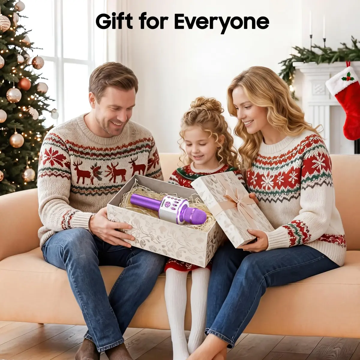 BONAOK Wireless Bluetooth Karaoke Microphone Q37 Light Purple | 3-in-1 Portable Mic Speaker for All Smartphones - view 6