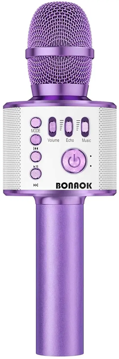 BONAOK Wireless Bluetooth Karaoke Microphone Q37 Light Purple | 3-in-1 Portable Mic Speaker for All Smartphones - main product image