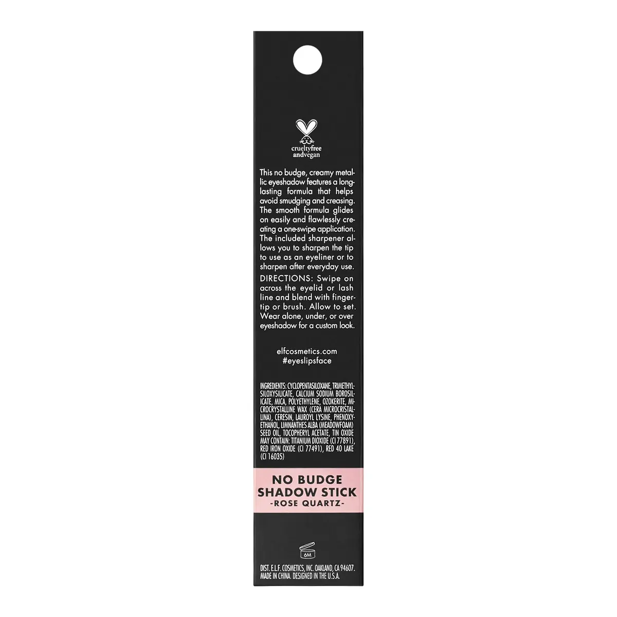 e.l.f. No Budge Shadow Stick Rose Quartz 1.4g (0.05 Oz) | Long-Lasting Metallic Cream Eyeshadow - view 5