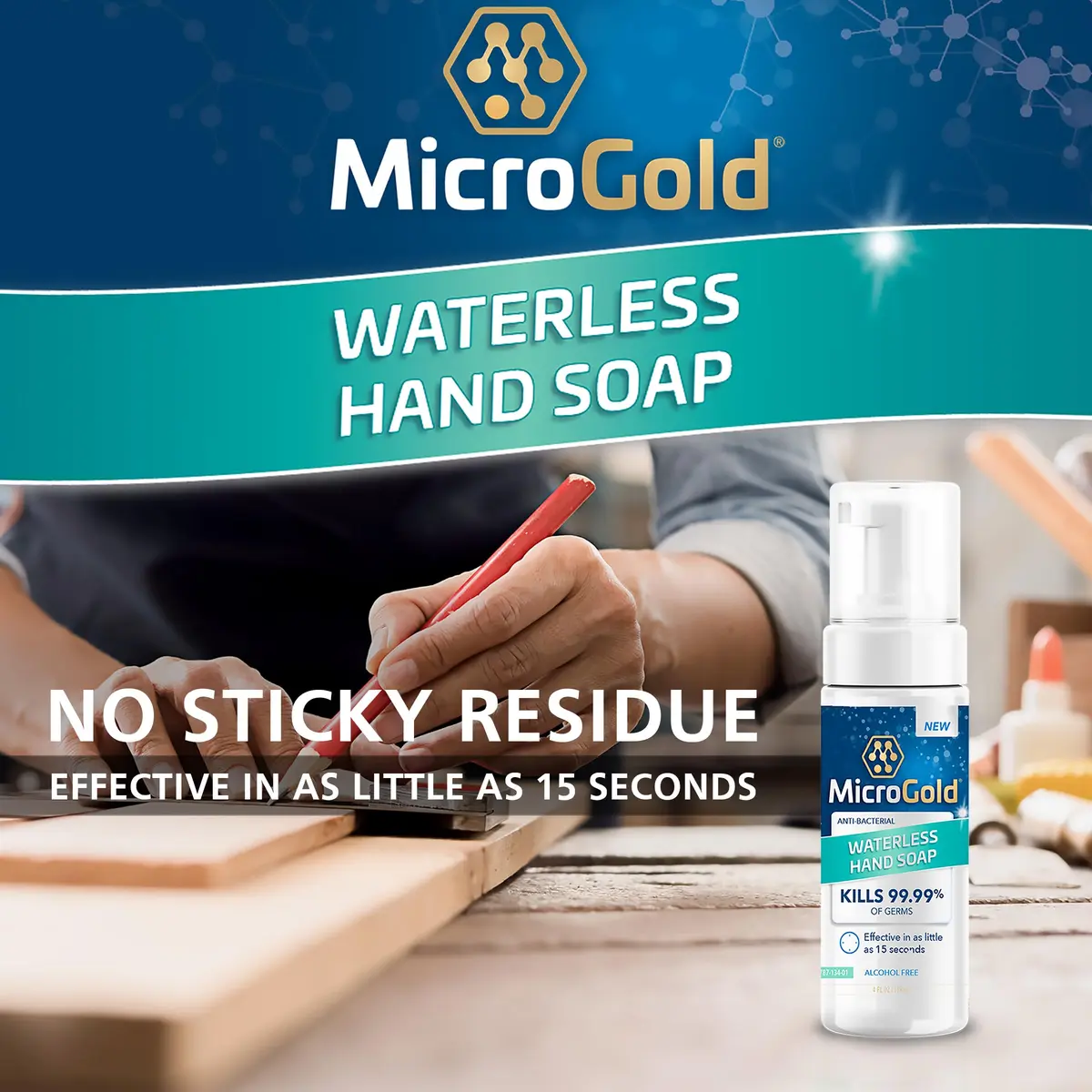 MicroGold Hand Sanitizer 4 Fl Oz | Alcohol-Free Waterless Foam, Kills 99.9% Germs, Made in the USA - view 2
