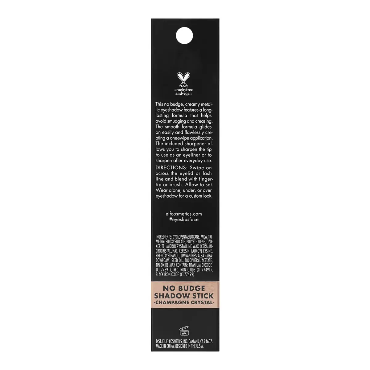 e.l.f. No Budge Shadow Stick Champagne Crystal | Long-Lasting Metallic Cream Eyeshadow Stick - view 5