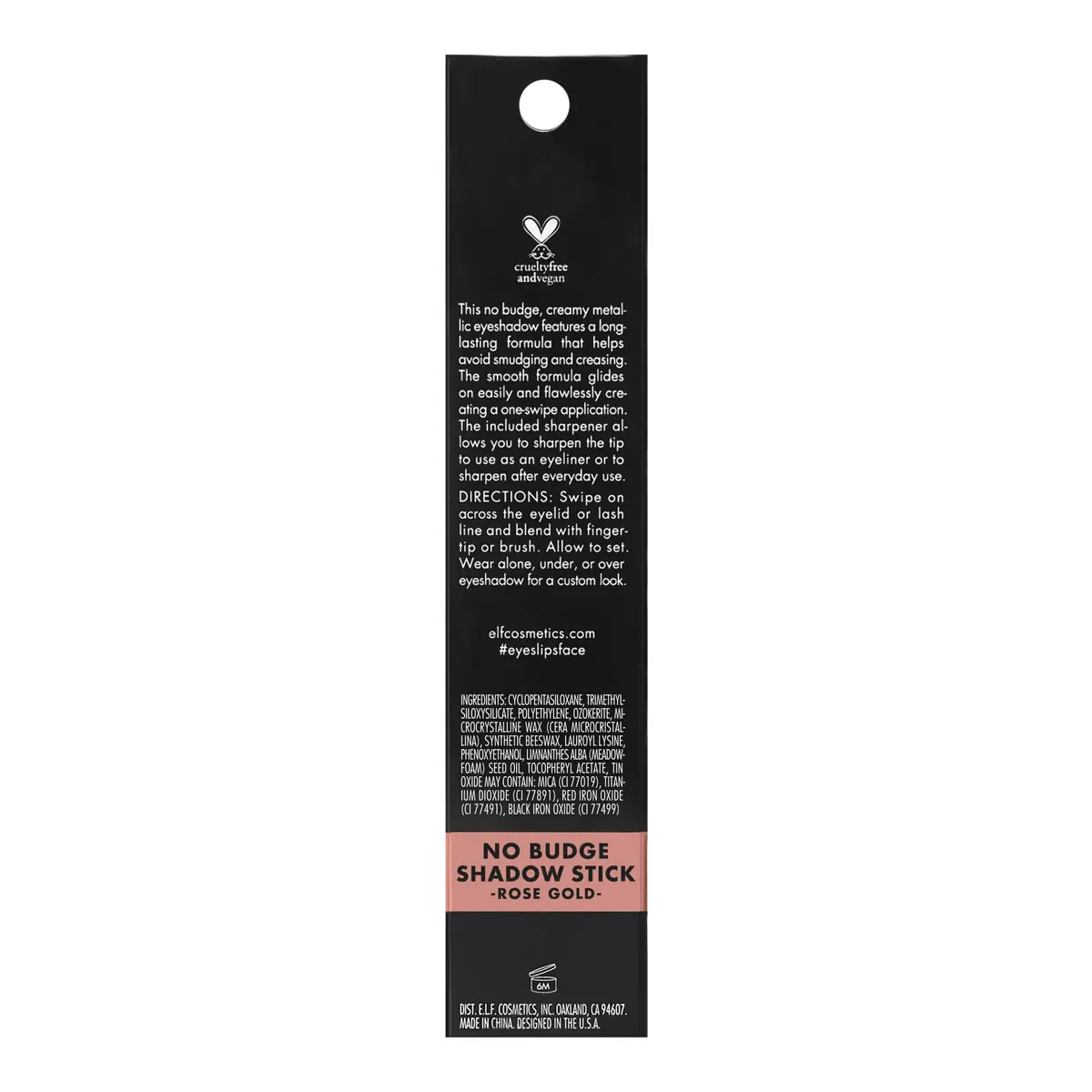e.l.f. No Budge Shadow Stick Rose Gold Metallic Cream Eyeshadow Stick | Long-Lasting & Smudge-Proof - view 5