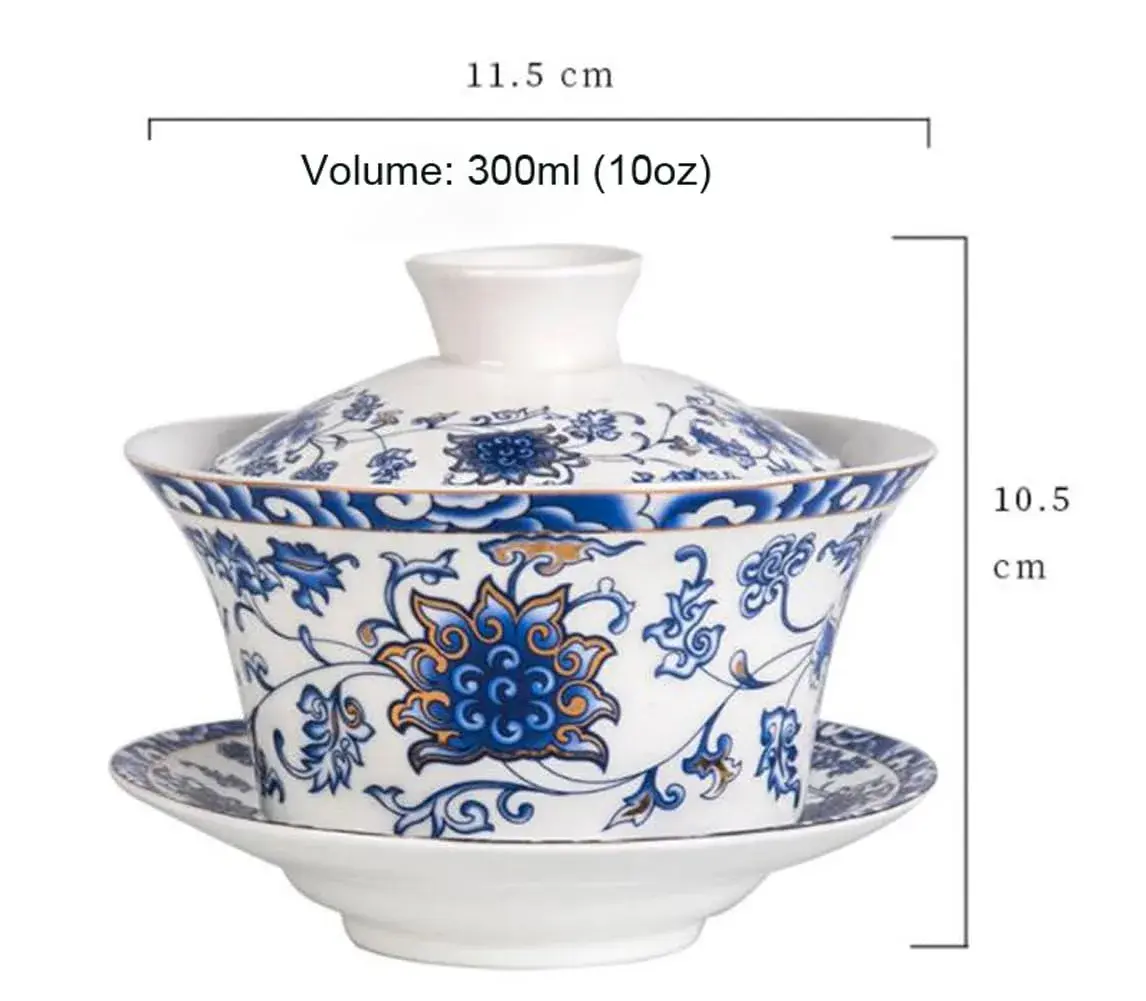 Eplze 300ml (10oz) Ceramic Gaiwan Teacup with Lid | Traditional Chinese Kung Fu Tea Ceremony - view 2